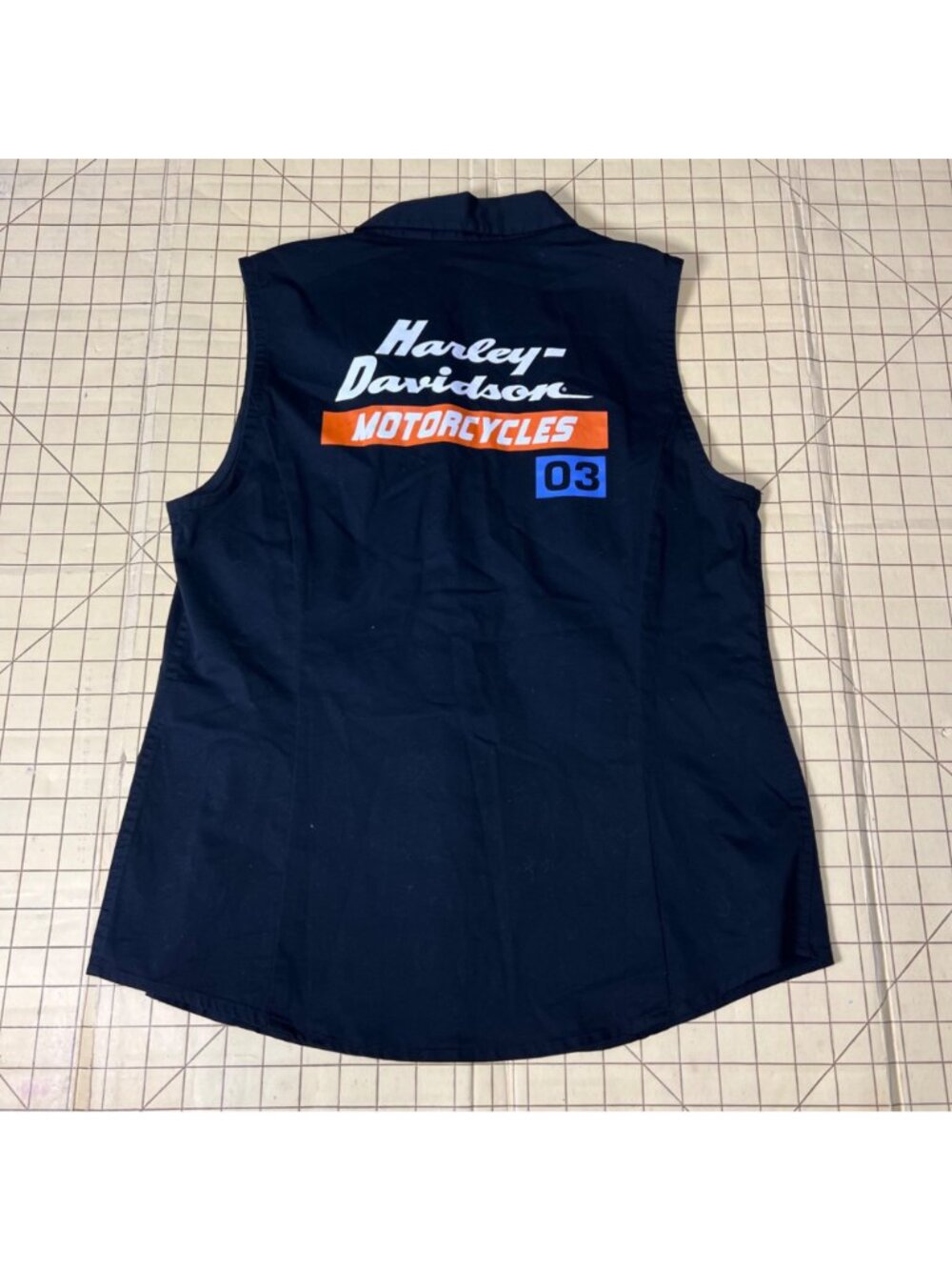 Harley-Davidson Womens Sleeveless Black Button-Up Shirt Size M - Picture 2 of 5